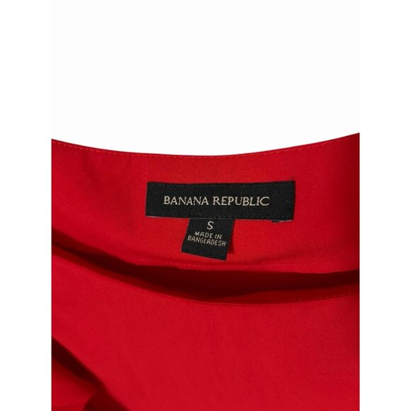 Banana Republic Red Flutter Sleeve Blouse Scoop Neck Small - Picture 8 of 11